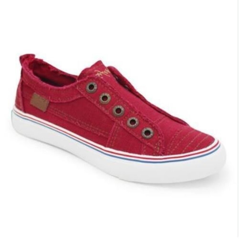 Blowfish Malibu Red Cotton Canvas No Lace Low Top Tennis Shoes Sneakers Sz 7